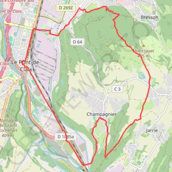 Itinéraire Boucle-Champagnier-Frange-Verte, distance, dénivelé, altitude, carte, profil, trace GPS