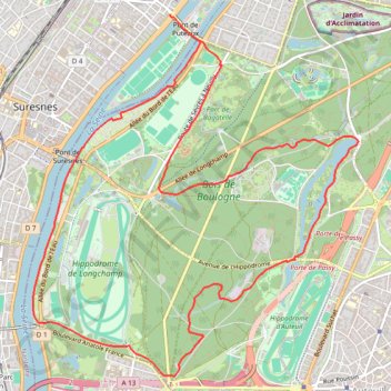 Itinéraire Bois de Boulogne - Puteaux, distance, dénivelé, altitude, carte, profil, trace GPS