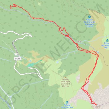 Itinéraire Les Grands Moulins NW depuis La Florence (Belledonne), distance, dénivelé, altitude, carte, profil, trace GPS