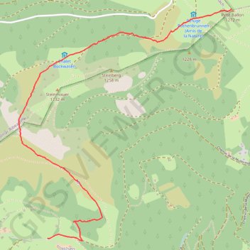 Itinéraire Petit Balon depuis le Hilsen, distance, dénivelé, altitude, carte, profil, trace GPS