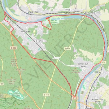 Itinéraire Bois-le-Roi - Samois-sur-Seine - Brolles, distance, dénivelé, altitude, carte, profil, trace GPS