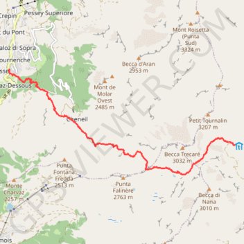 Itinéraire Ayas Randonnée, distance, dénivelé, altitude, carte, profil, trace GPS