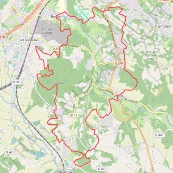 Itinéraire boucle Petit Giget, Puymoyen, La Couronne, Mouthiers_1, distance, dénivelé, altitude, carte, profil, trace GPS