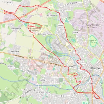 Itinéraire Petit tour dans Alençon, distance, dénivelé, altitude, carte, profil, trace GPS