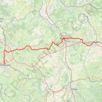 Itinéraire veloroute-75-diou---moulins---montlucon, distance, dénivelé, altitude, carte, profil, trace GPS