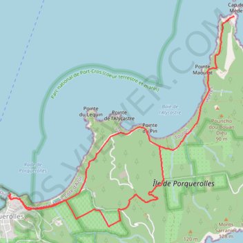 Itinéraire Cap des Mèdes - Porquerolles, distance, dénivelé, altitude, carte, profil, trace GPS