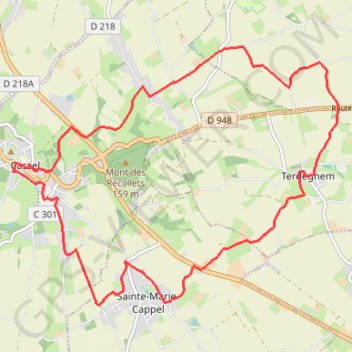 Itinéraire Circuit le coeur de flandre - Cassel, distance, dénivelé, altitude, carte, profil, trace GPS