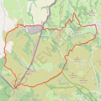 Itinéraire Le tour de l'Atxuria depuis les Grottes de Sare, distance, dénivelé, altitude, carte, profil, trace GPS