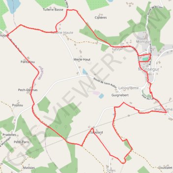 Itinéraire Monségur / Tuilerie-Haute - Pays de la vallée du Lot, distance, dénivelé, altitude, carte, profil, trace GPS