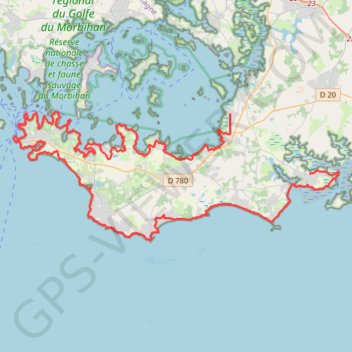 Itinéraire GR34 De Quiberon à Vannes (Morbihan), distance, dénivelé, altitude, carte, profil, trace GPS