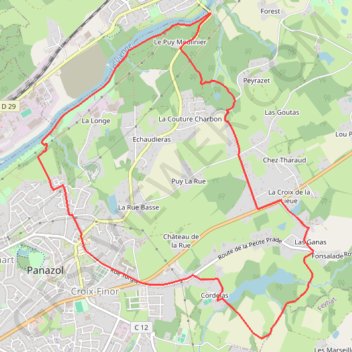 Itinéraire Trois lieux à la ronde - Panazol, distance, dénivelé, altitude, carte, profil, trace GPS