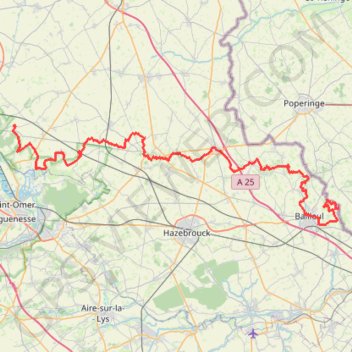 Itinéraire GR 128 De Wulverdinghe à Bailleul (Nord) (2021), distance, dénivelé, altitude, carte, profil, trace GPS