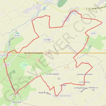 Itinéraire Tocqueville, distance, dénivelé, altitude, carte, profil, trace GPS