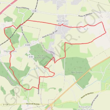 Itinéraire Randonnée Berville en Roumois, distance, dénivelé, altitude, carte, profil, trace GPS