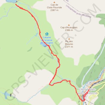 Itinéraire Hospitalet près l'Andorre Etang de Pédourrés, distance, dénivelé, altitude, carte, profil, trace GPS