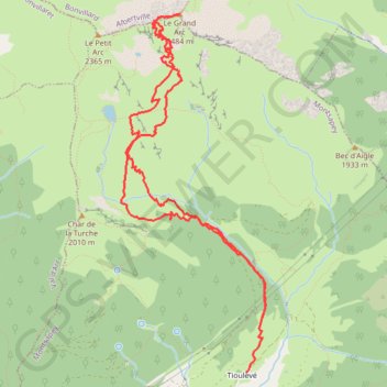 Itinéraire Grand Arc depuis Lieulever, distance, dénivelé, altitude, carte, profil, trace GPS