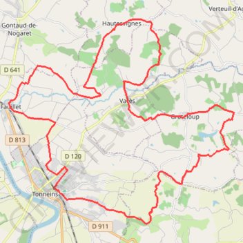 Itinéraire Circuit des Coteaux de Garonne - Tonneins, distance, dénivelé, altitude, carte, profil, trace GPS