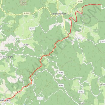 Itinéraire Augerolles - l'Hermitage, distance, dénivelé, altitude, carte, profil, trace GPS