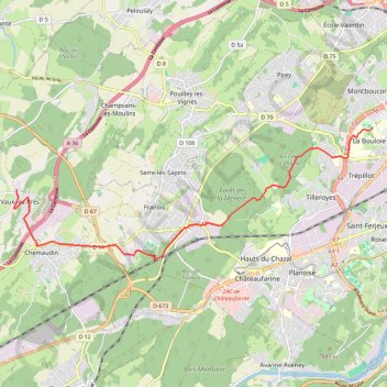 Itinéraire Bouloie, distance, dénivelé, altitude, carte, profil, trace GPS