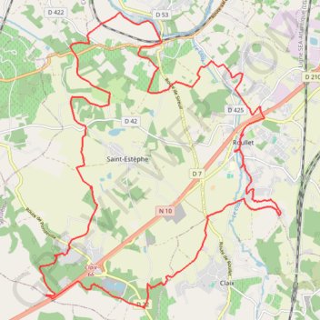 Itinéraire Roullet Les Meulieres 31 kms, distance, dénivelé, altitude, carte, profil, trace GPS