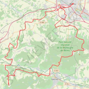 Itinéraire BALADE EN CHAMPAGNE - de très belles cotes avec du %, distance, dénivelé, altitude, carte, profil, trace GPS