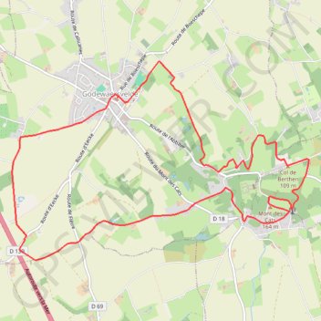 Itinéraire Sentier des Katts - Godewaersvelde, distance, dénivelé, altitude, carte, profil, trace GPS