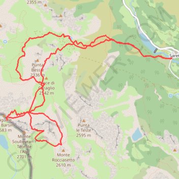 Itinéraire Autour du Monte Soubeyran, distance, dénivelé, altitude, carte, profil, trace GPS