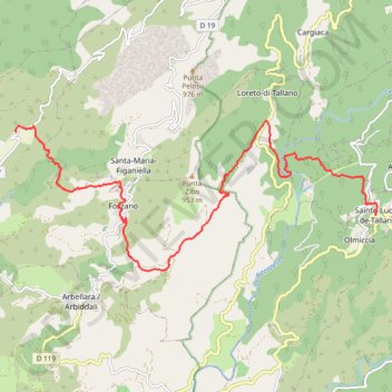 Itinéraire Corse du sud, Burgo Santa Lucia di Tallano, distance, dénivelé, altitude, carte, profil, trace GPS
