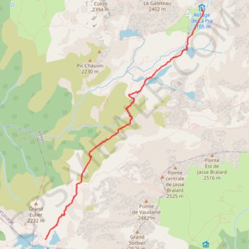 Itinéraire Lac robert vers refuge de la Pra, distance, dénivelé, altitude, carte, profil, trace GPS
