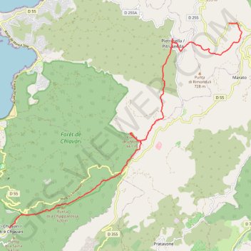 Itinéraire Corse du sud, Bisinao, Pietrosella, Coti-Chiavari, distance, dénivelé, altitude, carte, profil, trace GPS