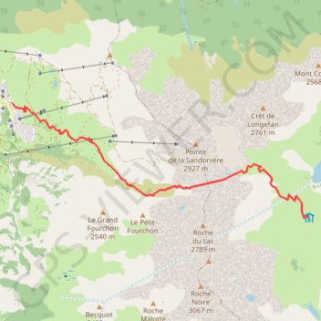 Itinéraire Valmeinier-refuge des Marches, distance, dénivelé, altitude, carte, profil, trace GPS