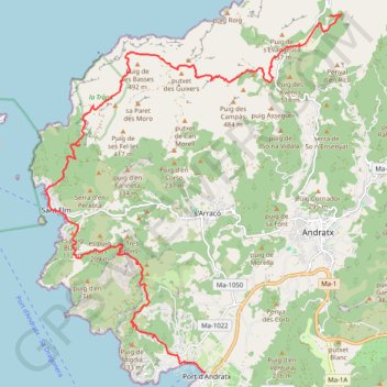 Itinéraire Majorque GR 221 - circuit de la Pierre Sèche, distance, dénivelé, altitude, carte, profil, trace GPS