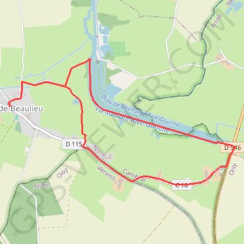 Itinéraire Circuit du canal de la Sambre à l'Oise (Rejet-de-Beaulieu), distance, dénivelé, altitude, carte, profil, trace GPS