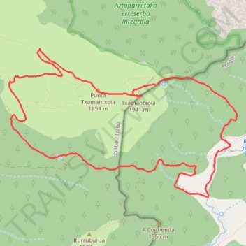 Itinéraire Txamantxoia en circuit depuis Linza, distance, dénivelé, altitude, carte, profil, trace GPS