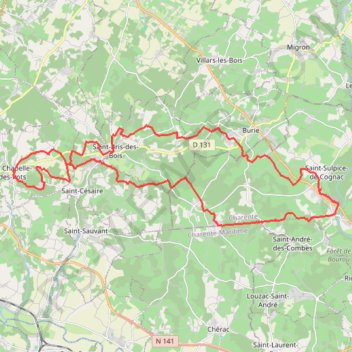 Itinéraire St Sulpice vers La Chapelle 40.1 kms, distance, dénivelé, altitude, carte, profil, trace GPS