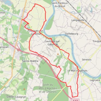Itinéraire Circuit Garonne et canal - Fourques-sur-Garonne, distance, dénivelé, altitude, carte, profil, trace GPS