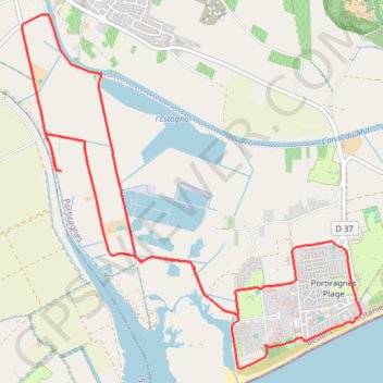 Itinéraire Portiragne Plage (34), distance, dénivelé, altitude, carte, profil, trace GPS
