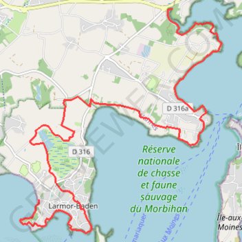 Itinéraire Tour du Golfe du Morbihan - Baden, Larmor-Baden, distance, dénivelé, altitude, carte, profil, trace GPS