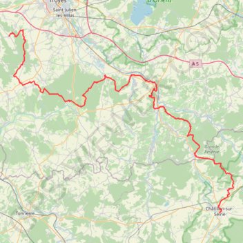 Itinéraire GR2 De Châtillon-sur-Seine (Côte-d'Or) à Vauchassis (Aube), distance, dénivelé, altitude, carte, profil, trace GPS