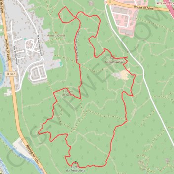 Itinéraire rocher vert de nemours -poligny, distance, dénivelé, altitude, carte, profil, trace GPS