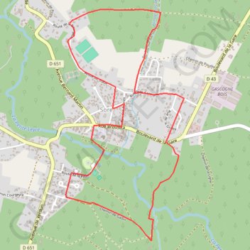 Itinéraire Sore - Morderet - Landes de Gascogne, distance, dénivelé, altitude, carte, profil, trace GPS