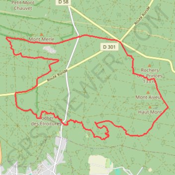 Itinéraire Rochers des Etroitures, distance, dénivelé, altitude, carte, profil, trace GPS