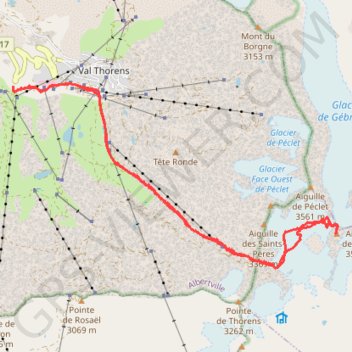 Itinéraire Mont de gebroulaz (Val Thorens), distance, dénivelé, altitude, carte, profil, trace GPS