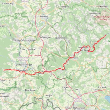 Itinéraire Beuron -> Unterbränd (81 km), distance, dénivelé, altitude, carte, profil, trace GPS