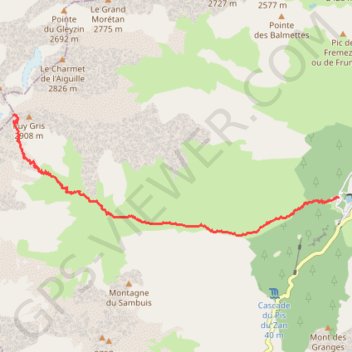 Itinéraire Selle de Puy Gris (Belledonne), distance, dénivelé, altitude, carte, profil, trace GPS