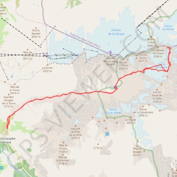 Itinéraire Râteau - Sommet Est par la Brèche depuis le vallon de la Selle, distance, dénivelé, altitude, carte, profil, trace GPS