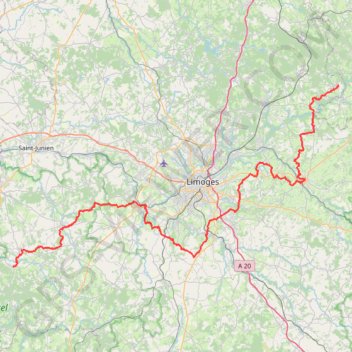 Itinéraire GR654 Randonnée de Virareix à Cussac (Haute-Vienne), distance, dénivelé, altitude, carte, profil, trace GPS