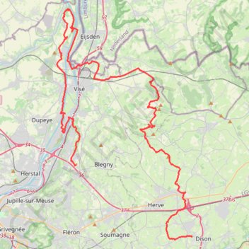 Itinéraire Fort Barchon - Gîte, distance, dénivelé, altitude, carte, profil, trace GPS