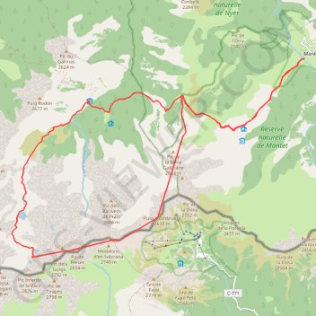 Itinéraire Mantet variante par le col de pal, distance, dénivelé, altitude, carte, profil, trace GPS