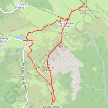 Itinéraire Pointe d'Angolon, distance, dénivelé, altitude, carte, profil, trace GPS